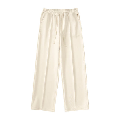 Individual Pleat Stitching Wide-Leg Straight Pants - Loose Fit Tide Brand Trousers