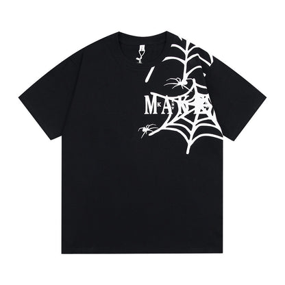 Dark Spider Web Printed Short Sleeve T-Shirt for Men | Edgy & Stylish