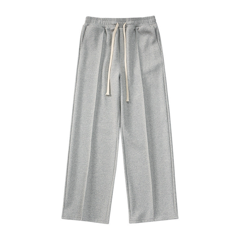 Individual Pleat Stitching Wide-Leg Straight Pants - Loose Fit Tide Brand Trousers