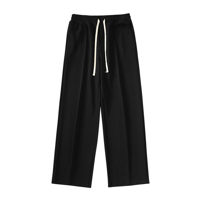 Individual Pleat Stitching Wide-Leg Straight Pants - Loose Fit Tide Brand Trousers