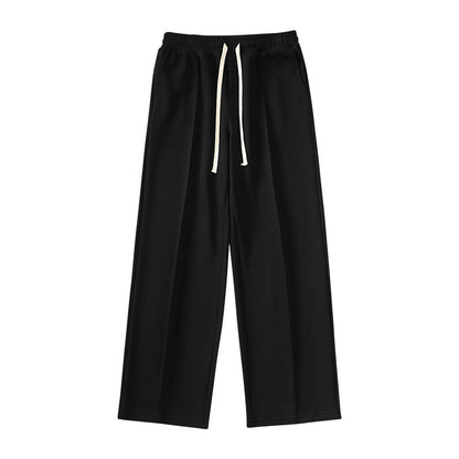 Individual Pleat Stitching Wide-Leg Straight Pants - Loose Fit Tide Brand Trousers