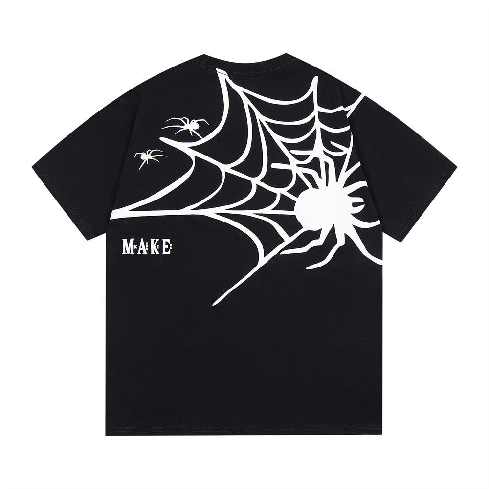 Dark Spider Web Printed Short Sleeve T-Shirt for Men | Edgy & Stylish